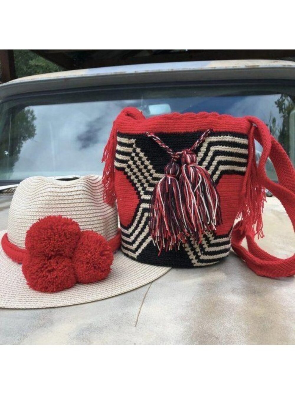 Colombia Wayuu Bucket Bag Drawstring Cross Handmad